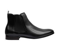 Xposed Mens Chelsea Boots Faux Leather Classic Formal Casual Ankle Dealer in Black Tan [UB8888-2-NOIR-41]