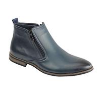Xposed Mens Chelsea Boots Retro Classic Low Ankle 2 Zip Smart Casual Shoes UK Sizes[A1972H,Navy Blue,UK 10 EU 44]