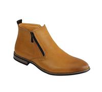 Xposed Mens Chelsea Boots Retro Classic Low Ankle 2 Zip Smart Casual Shoes UK Sizes[A1972H,Tan Brown,UK 10 EU 44]