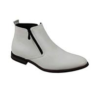 Xposed Mens Chelsea Boots Retro Classic Low Ankle 2 Zip Smart Casual Shoes UK Sizes[A1972H,White,UK 7 EU 41]