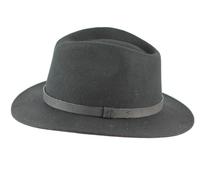 Xposed Mens Classic 100% Wool Felt Fedora Hat Handmade Crushable Wide Brim with Leather Band Black-M
