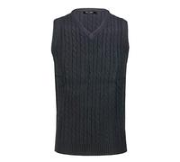 Xposed Mens Classic Cable Knitted Sleeveless V Neck Jumper Smart Casual Sweater Jersey Vest Top[V988,XL,Navy]