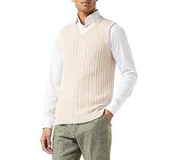 Xposed Mens Classic Cable Knitted Sleeveless V Neck Jumper Smart Casual Sweater Jersey Vest Top[V988,L,Beige]