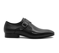 Xposed Mens Classic Handmade Single Buckle Monk Strap Shoes Grain Real Leather Loafer [920-3-BLACK-45]
