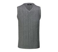 XPOSED Men's Classic Sleeveless V-Neck Knitted Jumper Versatile Styling in Grey | Size: XL XPOSED Grey XL