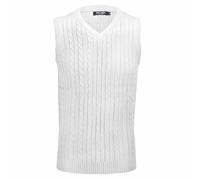 XPOSED Men's Classic Sleeveless V-Neck Knitted Jumper Versatile Styling in White | Size: Medium XPOSED White M