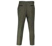 Xposed Mens Classic Tweed Trousers 1920s Herringbone Tailored Fit Tailored Fit Suit Dress Pants [TRS-DANE-D2-GREEN-46]