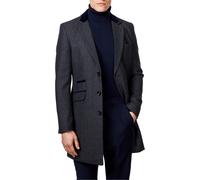 XPOSED Men's COSMO Herringbone Wool Blend Long Overcoat in Dark Grey | Size: 52 XPOSED Dark Grey 52
