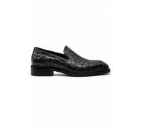 XPOSED Men's Croc Embossed Real Leather Chisel Toe Loafers Slip On Wedding Shoes[428-N79-GREY-42 EU, 8 UK]