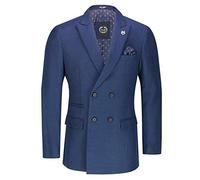 Xposed Mens Double Single Breasted Blazer Smart Retro Tailored Fit Coat Classic Suit Jacket[BLZ-DB-Marco,Grey,52]