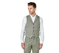XPOSED Men's Elegant Herringbone Collared Waistcoat Stylish Occasions in Green | Size: 48R XPOSED Green 48R