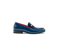 XPOSED Men's Elegant Velvet Loafers With Gold Buckle in Blue | Size: 10 XPOSED Blue 10