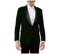 XPOSED Men's Elegant Velvet Tuxedo Jacket for Formal Events in Green | Size: 48 XPOSED Green 48