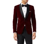 XPOSED Men's Elegant Velvet Tuxedo Jacket - Perfect Formal Events in Maroon | Size: 40 XPOSED Maroon 40