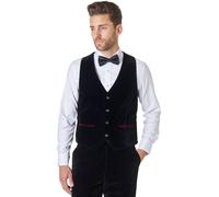 XPOSED Men's Elegant Velvet Waistcoat in Black | Size: 46R XPOSED Black 46R