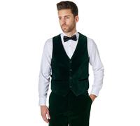 XPOSED Men's Elegant Velvet Waistcoat in Green | Size: 40 XPOSED Green 40