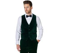 XPOSED Men's Elegant Velvet Waistcoat in Green | Size: 40R XPOSED Green 40R