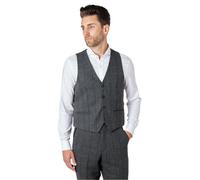 XPOSED Men's Elton Tweed Check Waistcoat Stylish Occasions in Black | Size: 40 XPOSED Black 40