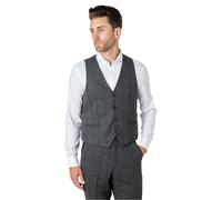 XPOSED Men's Elton Tweed Check Waistcoat Stylish Occasions in Dark Grey | Size: 42R XPOSED Dark Grey 42R