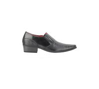 XPOSED Men's Embossed Leather Cuban Heel Slip Loafers in Black | Size: 11 XPOSED Black 11