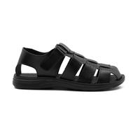 Xposed Mens Faux Leather Jesus Sandals Crossover Adjustable Straps Comfortable Slippers [SANDAL-5603-BLACK-43]