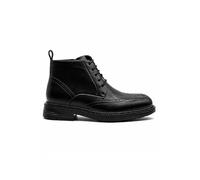 XPOSED Men's Faux Leather Wingtip Brogue Boots Lace-Up Side Zip Formal Dress Boots[M2929-BLACK-44 EU, 10 UK]