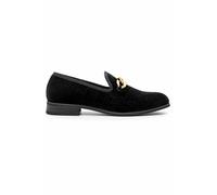 XPOSED Men's Floral Velvet Gold Chain Wedding Loafers in Black | Size: 8 XPOSED Black 8