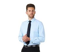 Xposed Mens Formal Dress Shirt Double Cuff Cufflink Tailored Fit Business Smart Casual [SL-1045-BLUE-2XL]
