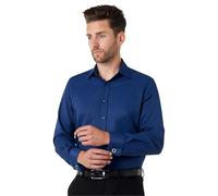 Xposed Mens Formal Dress Shirt Double Cuff Cufflink Tailored Fit Business Smart Casual [SL-1045-NAVY-4XL]