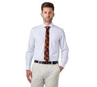 Xposed Mens Formal Dress Shirt Easy Iron Cotton Cutaway Collars Brass Stiffeners Tailored Fit