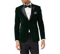 XPOSED Men's Gary Soft Velvet Tuxedo Jacket - Dinner Collection in Green | Size: 52 XPOSED Green 52