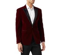 XPOSED Men's Gary Soft Velvet Tuxedo Jacket - Dinner Collection in Maroon | Size: 46 XPOSED Maroon 46