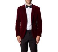 XPOSED Men's GARY Velvet Blazer - Stylish & Versatile in Maroon | Size: 42 XPOSED Maroon 42