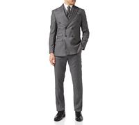 XPOSED Men's George Pinstripe 3-Piece Suit with Double-Breasted Waistcoat in Grey | Size: 40R XPOSED Grey 40R