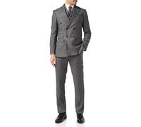 XPOSED Men's George Pinstripe 3-Piece Suit with Double-Breasted Waistcoat in Grey | Size: 42R XPOSED Grey 42R