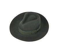 Xposed Mens Gladwin Bond Vintage 100% Wool Felt Fedora Stiff Snap Wide Brim Trilby Hat[FE-322,M,Seaweed Green]
