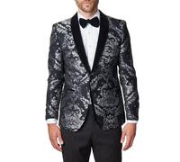 XPOSED Men's GLEN Floral Jacquard Tuxedo Jacket in Grey | Size: 46 XPOSED Grey 46