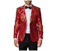 XPOSED Men's GLEN Floral Jacquard Tuxedo Jacket in Red | Size: 42 XPOSED Red 42