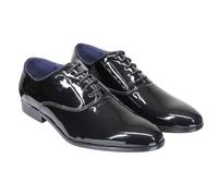 Xposed Mens Glossy Patent Leather Lined Black White Classic Lace up Dress Wedding Party Shoes
