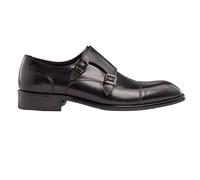 Xposed Men's Hand Crafted Polished Smooth Real Leather Double Buckle Monk Strap Shoes [MA0100-Y11-BLACK-43EU, 8.5UK]