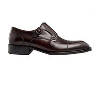 Xposed Men's Hand Crafted Polished Smooth Real Leather Double Buckle Monk Strap Shoes [MA0100-Y11-BROWN-45EU, 10.5UK]