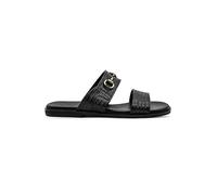 XPOSED Men's Handmade Real Leather Snaffle Bit Sandals Slip On Open Toe Summer Slides[153-110-BLACK-45 EU, 11 UK]