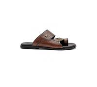 XPOSED Men's Handmade Real Leather Toe Loop Sandals Slip On Open Toe Summer Slides[153-53-COFFEE-43 EU, 9 UK]