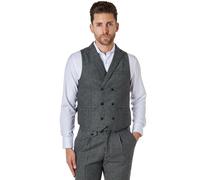XPOSED Men's JAX Double Breasted Herringbone Waistcoat Stylish Occasions in Grey | Size: 40 XPOSED Grey 40