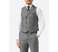 XPOSED Men's JAX Herringbone Tweed Classic Tailored Fit Suit Waistcoat in Grey | Size: 44 XPOSED Grey 44