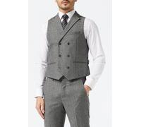 XPOSED Men's JAX Herringbone Tweed Classic Tailored Fit Suit Waistcoat in Grey | Size: 46R XPOSED Grey 46R