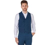 XPOSED Men's KANO Herringbone Double Breasted Waistcoat in Navy | Size: 42R XPOSED Navy 42R