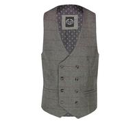 XPOSED Men's Kano Tweed Double Breasted Waistcoat in Grey | Size: 36 XPOSED Grey 36