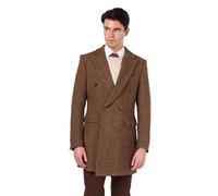XPOSED Men's KEPLER Double Breasted Wool Herringbone Overcoat in Brown | Size: 44 XPOSED Brown 44