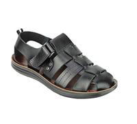 Xposed Mens Leather Cross Strap Sandals Jesus Style Summer Holiday Beach Walking Mules[SANDAL-2201,44,Black]